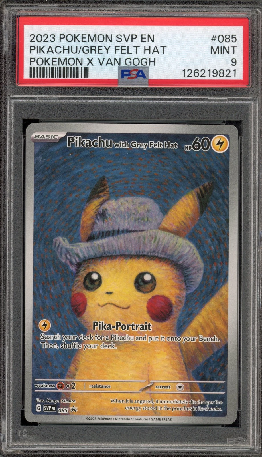 s-l1600 (1) Pokemon Pikachu with Grey Felt Hat Van Gogh Full Art Promo SVP EN 085 PSA 9 Mint - Image 1