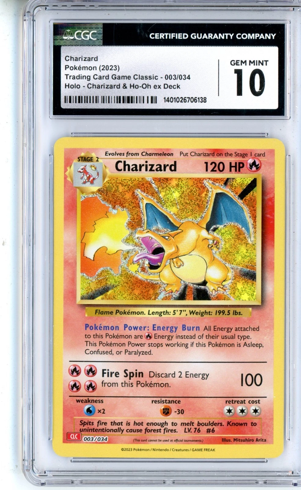 s-l1600 (1) CGC GEM MINT 10 Pokemon TCG Charizard 003/034 Trading Card Game Classic Holo - Image 1