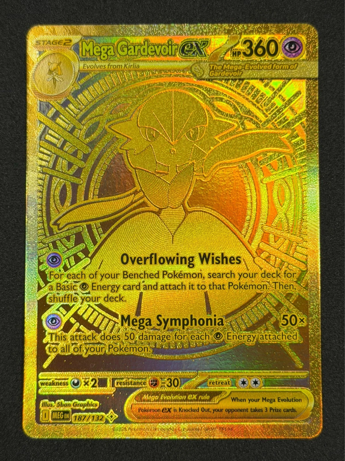 s-l1600 (1) Pokemon TCG Mega Evolution #187/132 Mega Gardevoir ex Hyper Rare Gold Nice - Image 1
