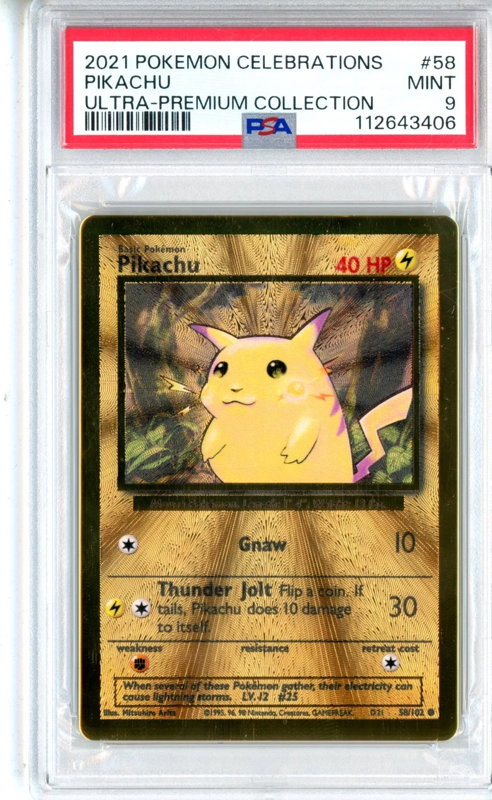 s-l1600 (1) PSA MINT 9 Pokemon TCG Pikachu - (Celebrations Metal Card) 058/102 UPC Coll 2021 - Image 1