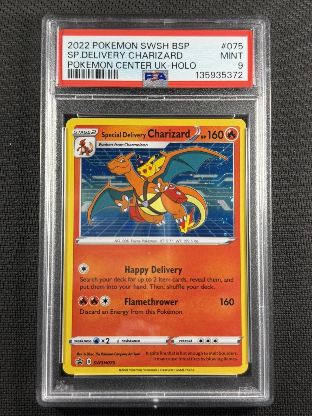s-l1600 (2) Pokemon Cards PSA 9 MINT Special Delivery Charizard Center UK Holo Swsh Bsp #075 - Image 1