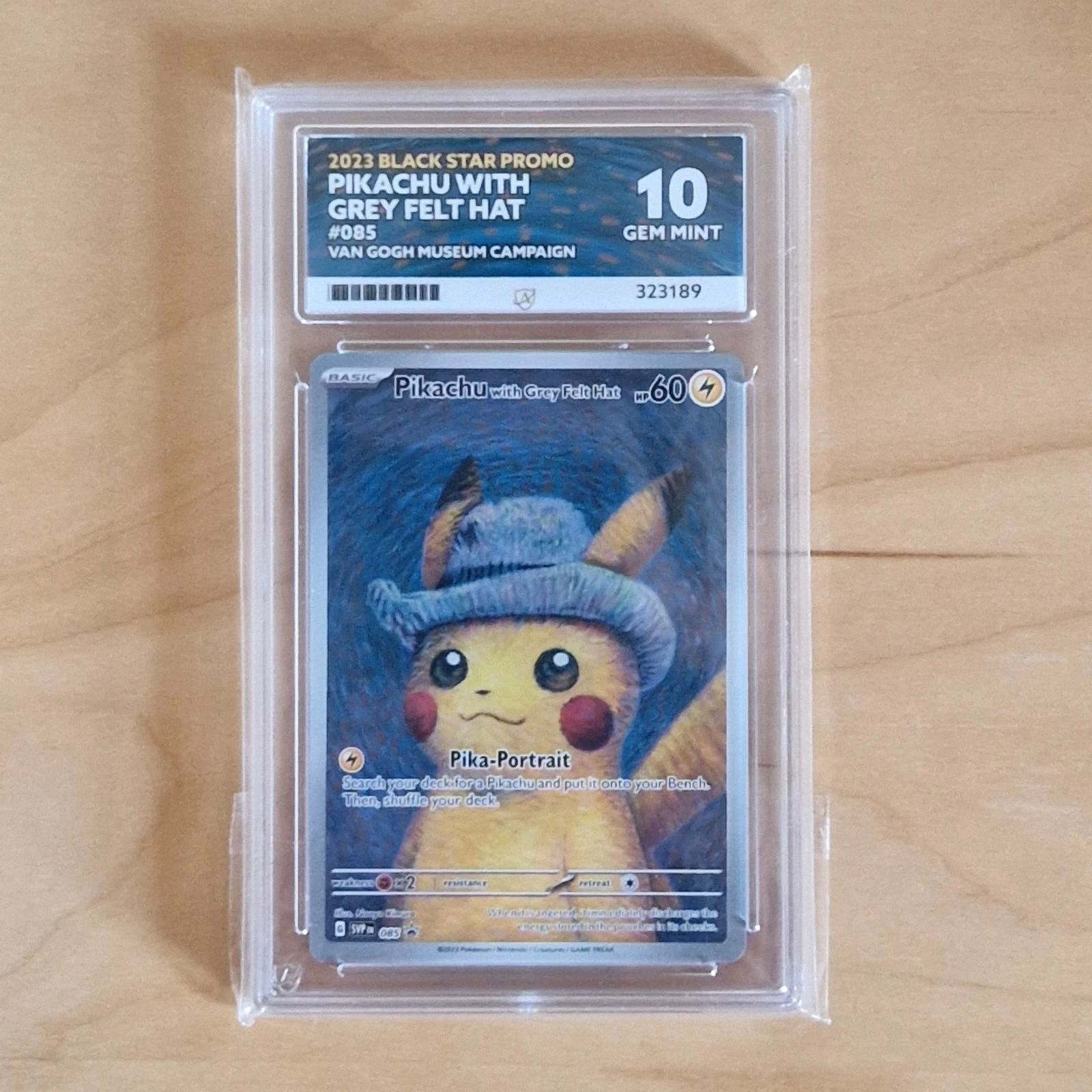 s-l1600 ACE 10 Pikachu With Grey Felt Hat 2023 Van Gogh Museum Pokemon Promo Card SVP085 - Image 1