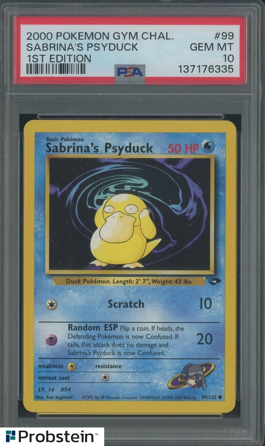 s-l1600 2000 Pokemon Gym Challenge 1st Edition #99 Sabrina's Psyduck Psa 10 GEM MINT - Image 1