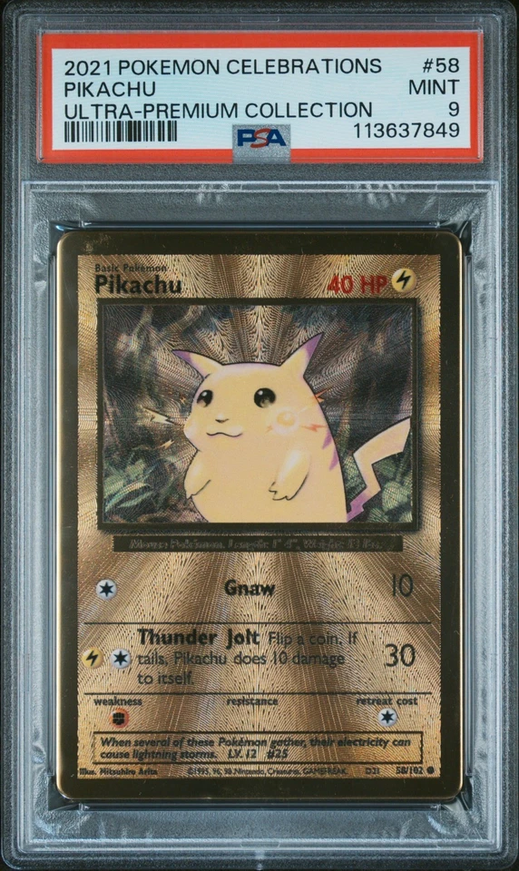 s-l960 Pokemon PSA 9 Pikachu #58 Metal Card Celebrations Ultra Premium Coll 2021 ENG- - Image 1