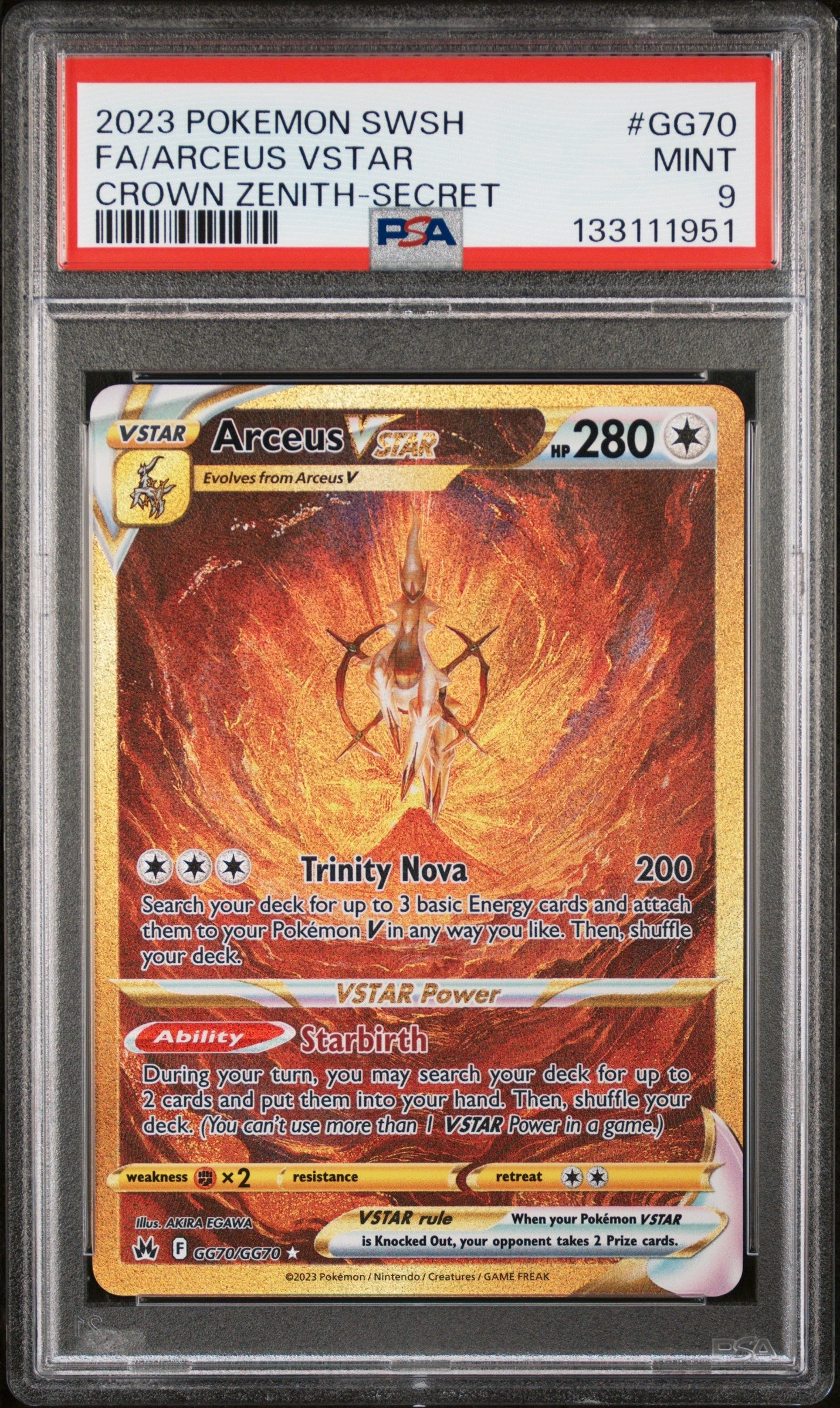 wm0geReqikmTVUVDn1ORhQ.jpg 2023 Pokemon Sword And Shield Crown Zenith Gg70 Fa/Arceus Vstar Crown Zenith-Secret - PSA 9 - Image 1